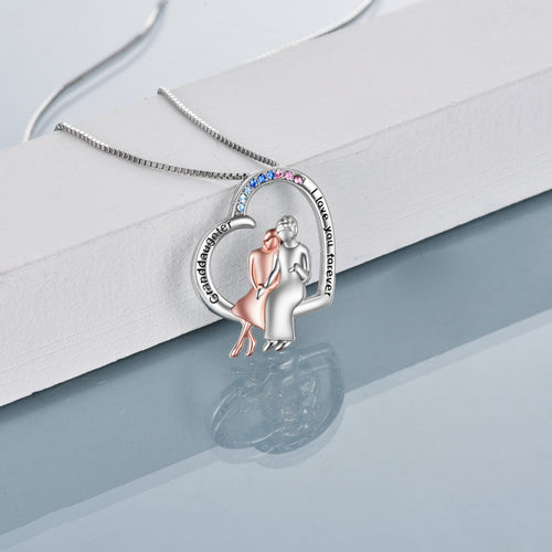 Granddaughter Female Friendship Sterling Silver Heart Necklace