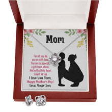 Load image into Gallery viewer, Mom Love Son Love Knot Necklace and Earring Set